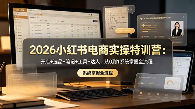 2026小红书电商实操特训营：开店+选品+笔记+工具+达人，从0到1系统掌握全流程-项目资源网