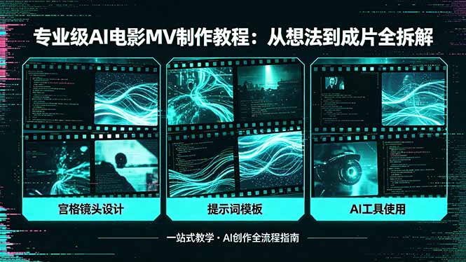 专业级AI电影MV制作教程,从想法到成片全拆解,宫格镜头+提示词模板+AI工具一站式教学-项目资源网