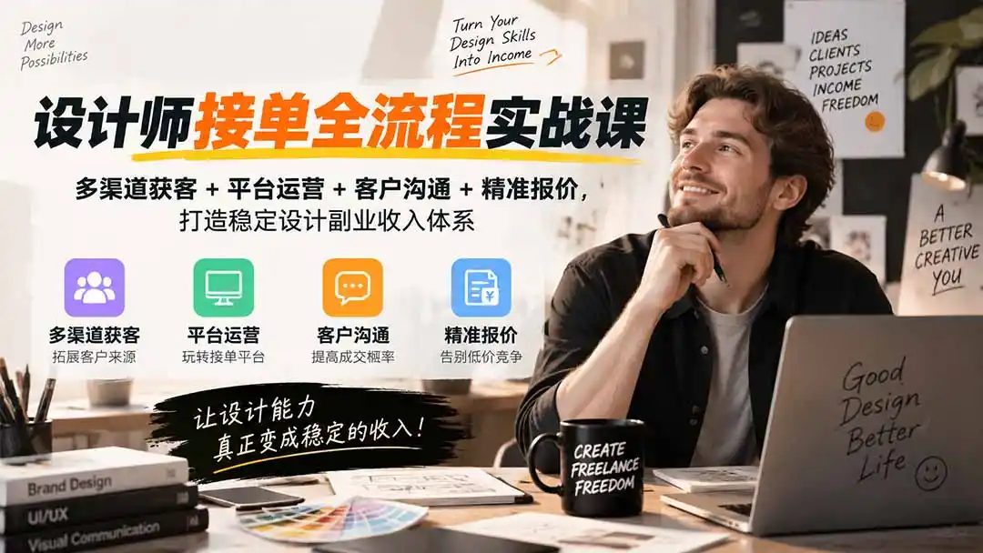 设计师接单全流程实战课-无水印｜多渠道获客+平台运营+客户沟通+精准报价，打造稳定设计副业收入体系-项目资源网