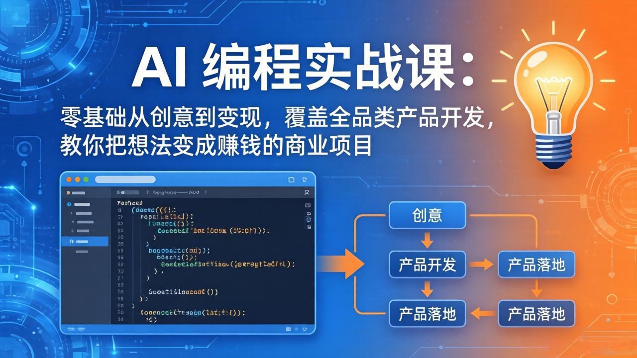 AI编程实战课-第三期-5月9更新：零基础从创意到变现，覆盖全品类产品开发，把想法变成赚钱项目-项目资源网