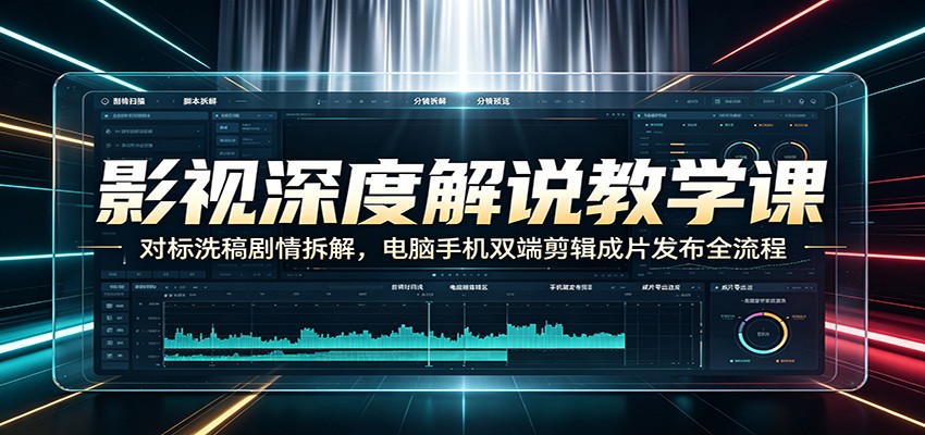 影视深度解说教学课：对标洗稿剧情拆解，电脑手机双端剪辑成片发布全流程-项目资源网