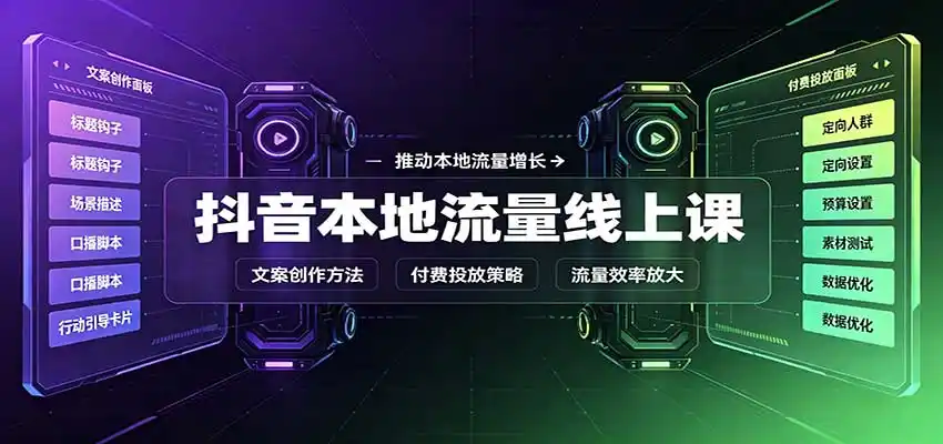 抖音本地流量线上课:账号搭建拍摄剪辑,文案创作与付费投放教学-项目资源网