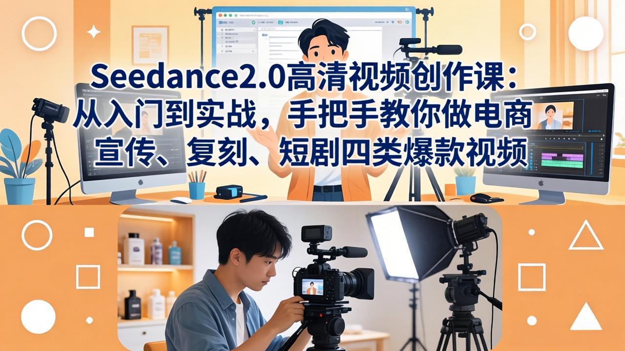 Seedance2.0高清视频创作课：从入门到实战，手把手教你做电商、宣传、复刻、短剧四类爆款视频-项目资源网