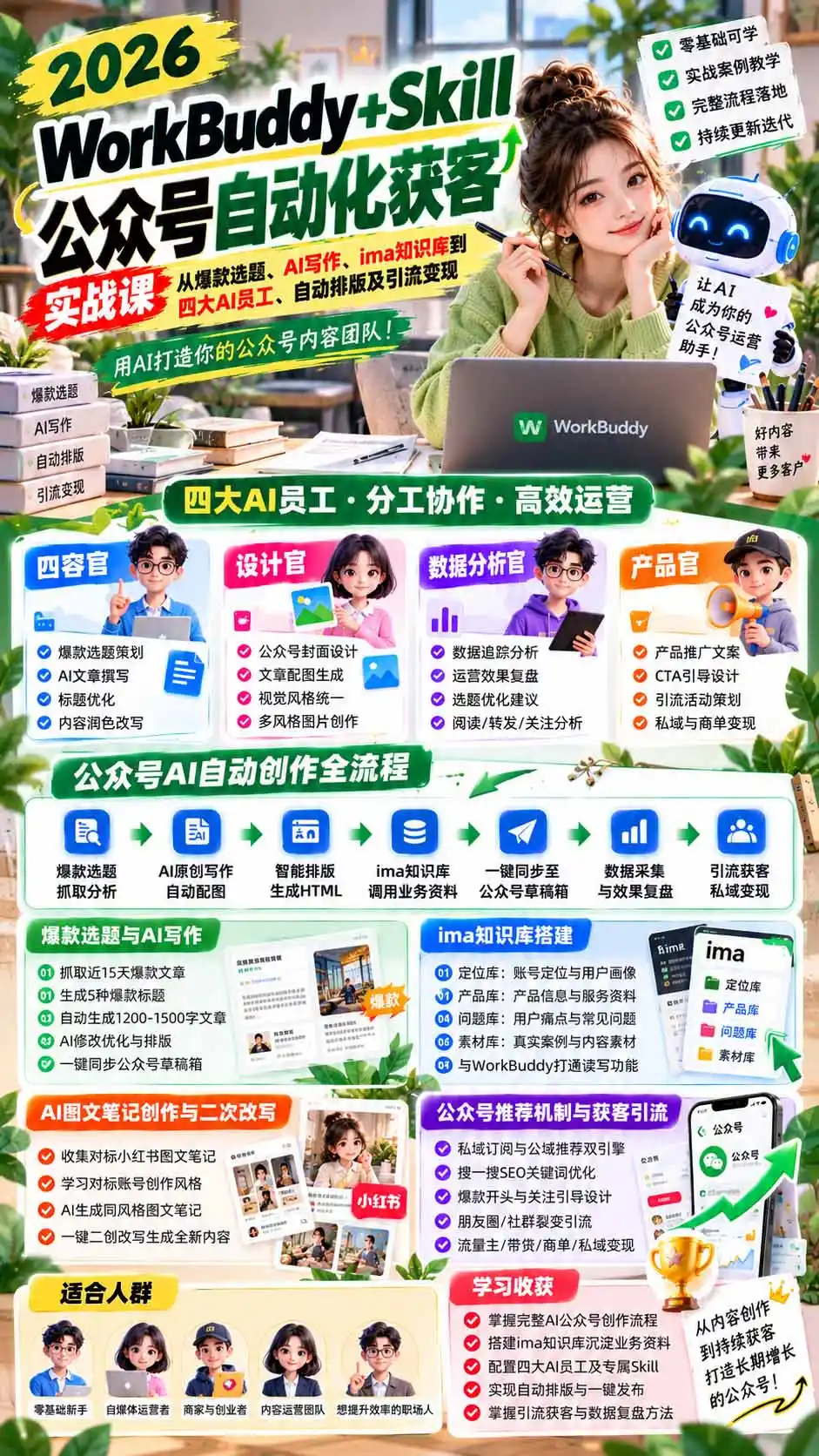 WorkBuddy + Skill公众号自动化获客实战课：从爆款选题、AI写作、ima知识库到四大AI员工、自动排版及引流变现-项目资源网