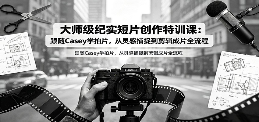 大师级纪实短片创作特训课：跟随Casey学拍片，从灵感捕捉到剪辑成片全流程-项目资源网
