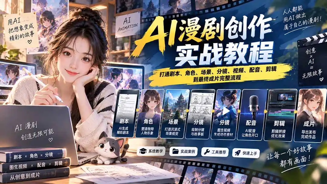 2026 AI漫剧创作实战教程：打通剧本、角色、场景、分镜、视频、配音、剪辑到最终成片完整流程-项目资源网