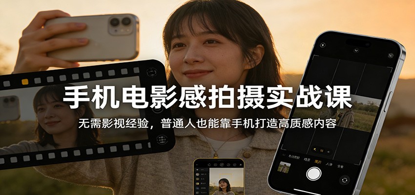 图片[1]-手机电影感拍摄实战课：无需影视经验，普通人也能靠手机打造高质感内容-项目资源网