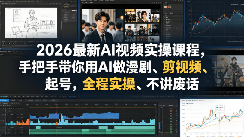 2026最新AI视频实操课程，手把手带你用AI做漫剧、剪视频、起号，全程实操、不讲废话-项目资源网