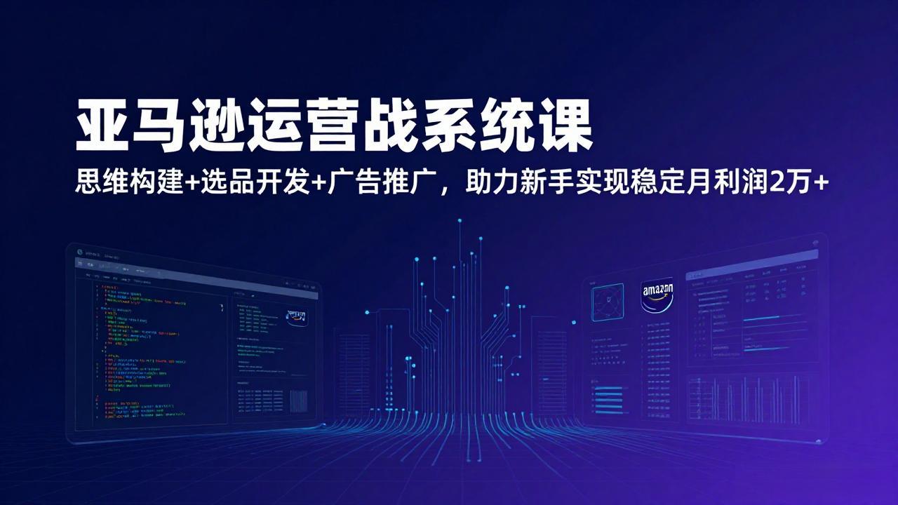 亚马逊运营实战系统课，思维构建+选品开发+广告推广，助力新手实现稳定月利润2万+(更新-项目资源网