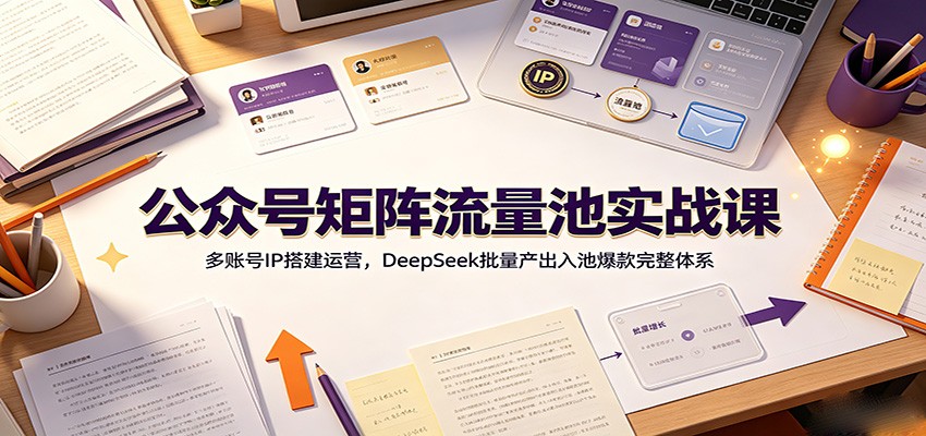 公众号矩阵流量池实战课：多账号IP搭建运营，DeepSeek批量产出入池爆款完整体系-项目资源网