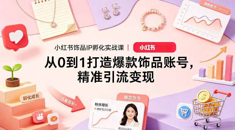 小红书饰品IP孵化实战课｜从0到1打造爆款饰品账号，精准引流变现-项目资源网