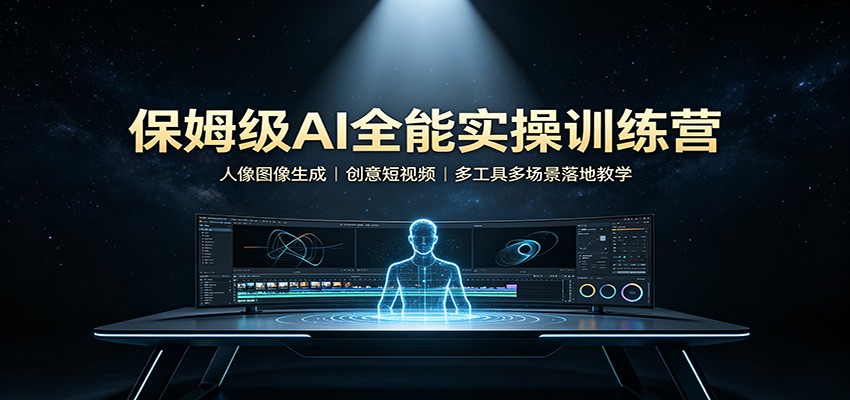 保姆级AI全能实操训练营:人像图像生成,创意短视频,多工具多场景落地教学-项目资源网