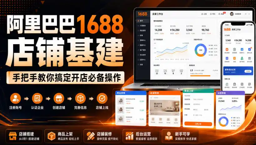 阿里巴巴1688店铺基建，手把手教你搞定开店必备操作(更新8月)-项目资源网