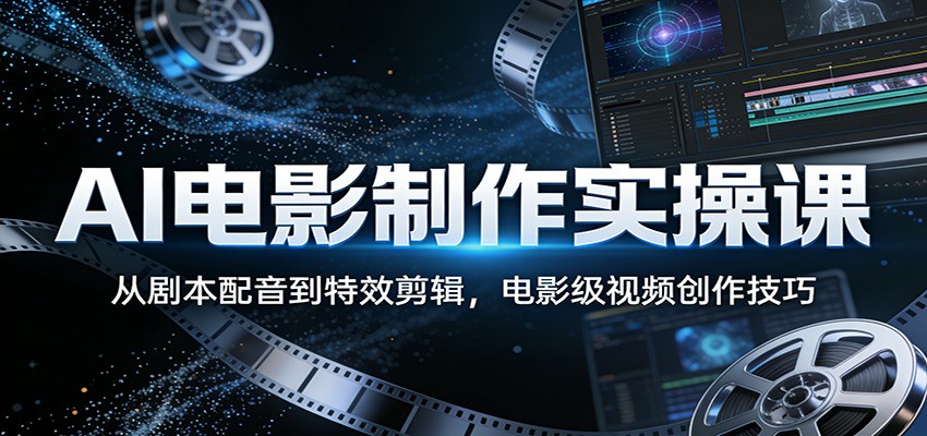 AI电影制作实操课：从剧本配音到特效剪辑，电影级视频创作技巧-项目资源网