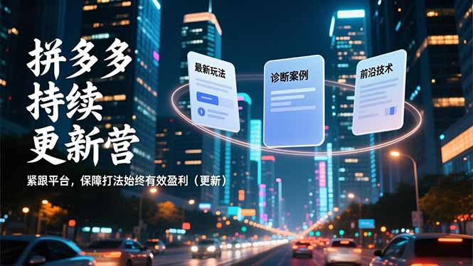 拼多多持续更新营,最新玩法、诊断案例、前沿技术,紧跟平台,保障打法始终有效盈利(更新-项目资源网