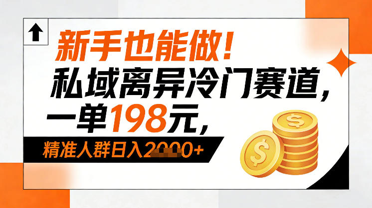 新手也能做！私域离异冷门赛道，一单198，精准人群日入1k+-项目资源网