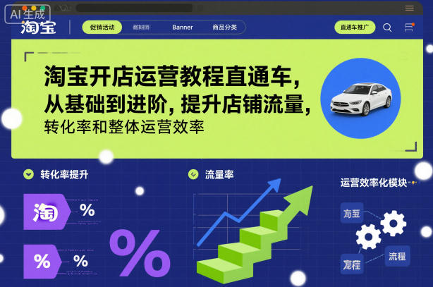 淘宝开店运营教程直通车，从基础到进阶，提升店铺流量，转化率和整体运营效率(更新26年4月20日)-项目资源网
