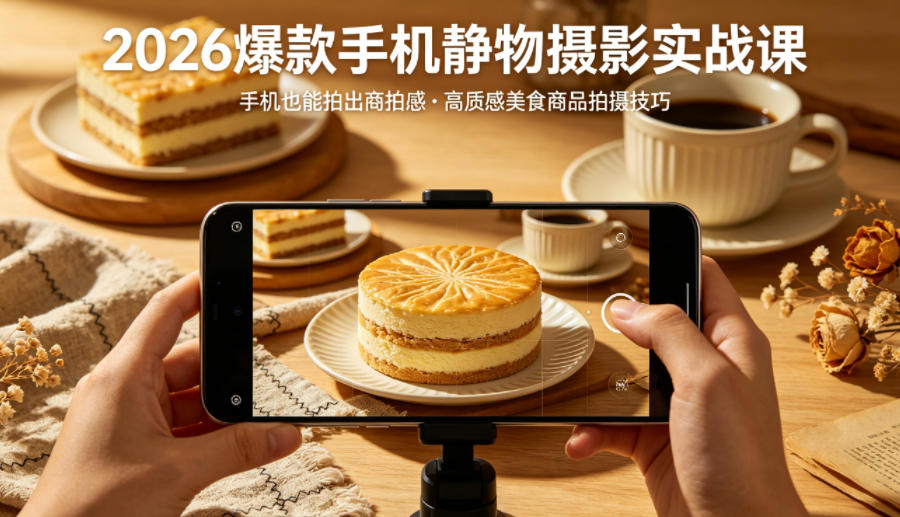 2026爆款手机静物摄影实战课，手机也能拍出商拍感，学会拍出高质感美食商品-项目资源网