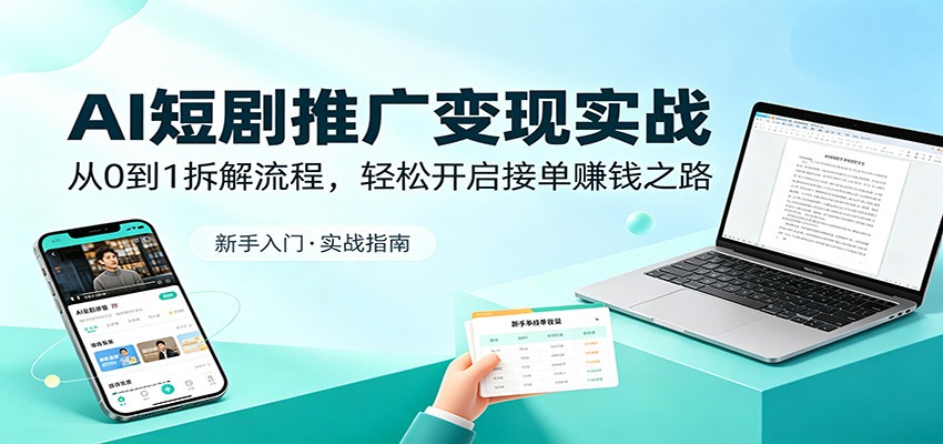 AI短剧推广变现实战:从0到1拆解流程,轻松开启接单赚钱之路-项目资源网
