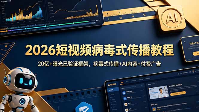 2026短视频病毒式传播教程：20亿+曝光已验证框架，病毒式传播+AI内容+付费广告-项目资源网