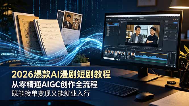 2026 爆款 AI 漫剧短剧教程 从零精通 AIGC 创作全流程 既能接单变现又能就业入行-项目资源网