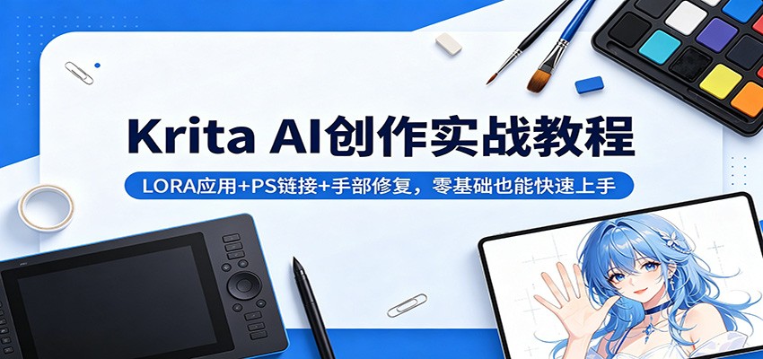 Krita AI创作实战教程：LORA应用+PS链接+手部修复，零基础也能快速上手-项目资源网
