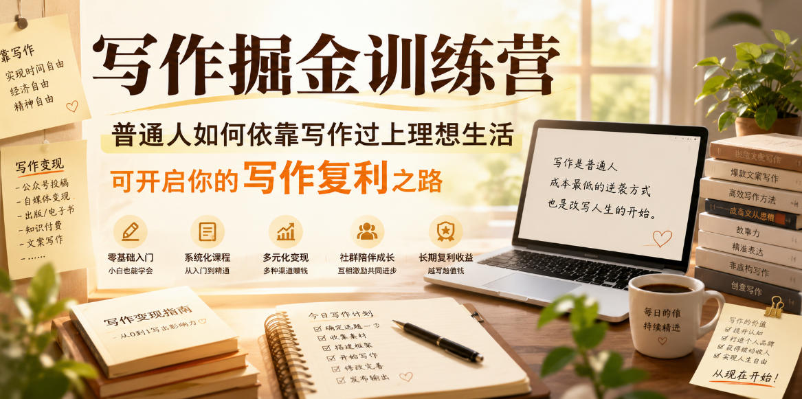 写作掘金训练营，普通人如何依靠写作过上理想生活，可开启你的写作复利之路(更新6月)-项目资源网