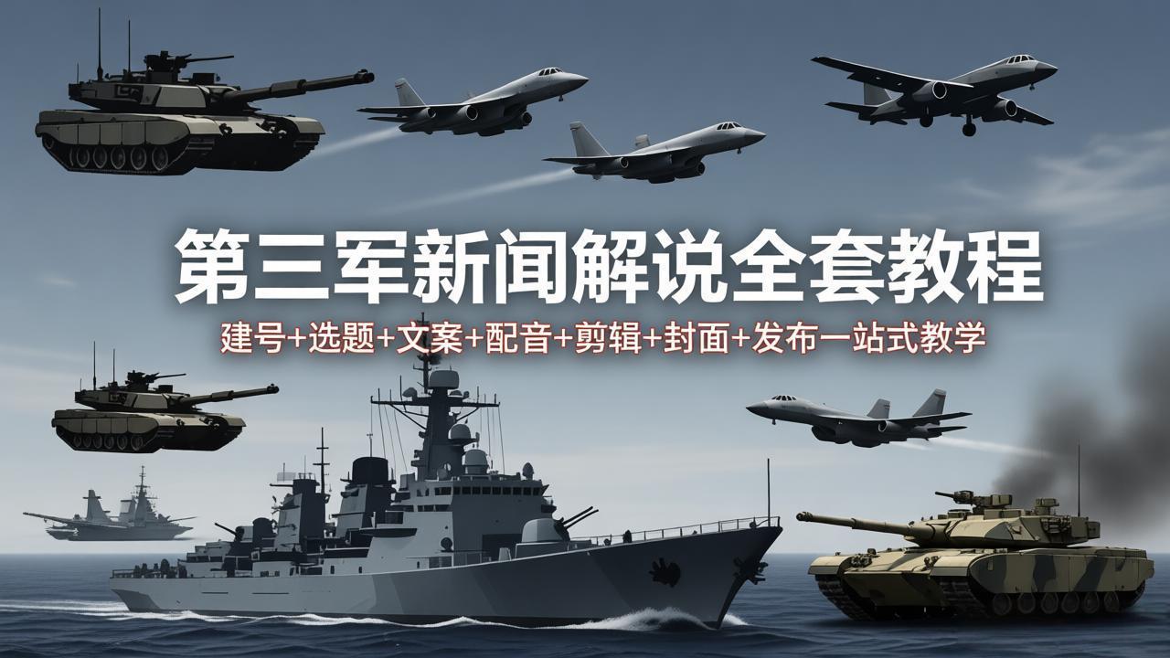 第三军迷新闻解说全套教程：建号+选题+文案+配音+剪辑+封面+发布一站式教学-项目资源网