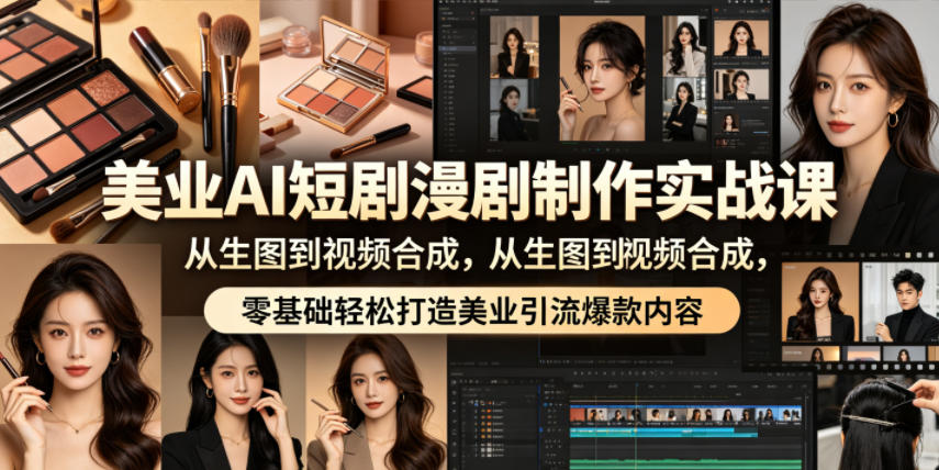美业AI短剧漫剧制作实战课，从生图到视频合成，零基础轻松打造美业引流爆款内容-项目资源网