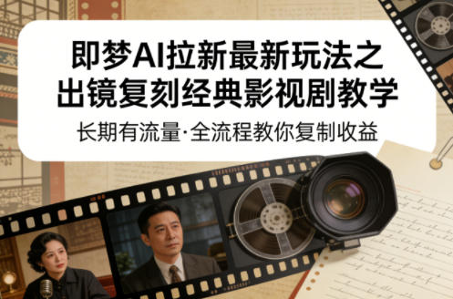 即梦AI拉新最新玩法之出镜复刻经典影视剧教学，长期有流量，全流程教你复制收益-项目资源网