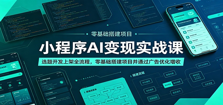 小程序AI变现实战课：选题开发上架全流程，零基础搭建项目并通过广告优化增收-项目资源网