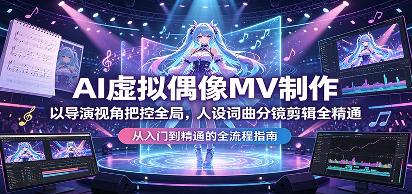 AI虚拟偶像MV制作：以导演视角把控全局，人设词曲分镜剪辑全精通-项目资源网