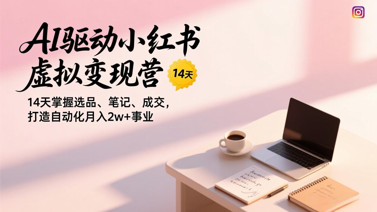 AI驱动小红书虚拟变现营，14天掌握选品、笔记、成交，打造自动化月入2w+事业-项目资源网