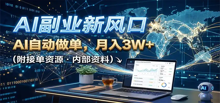 AI副业新风口，AI自动做单，月入3W+，附接单资源-项目资源网