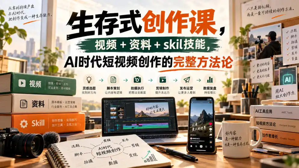 生存式创作课，视频+资料+skil技能，ai时代短视频创作的完整方法论-项目资源网