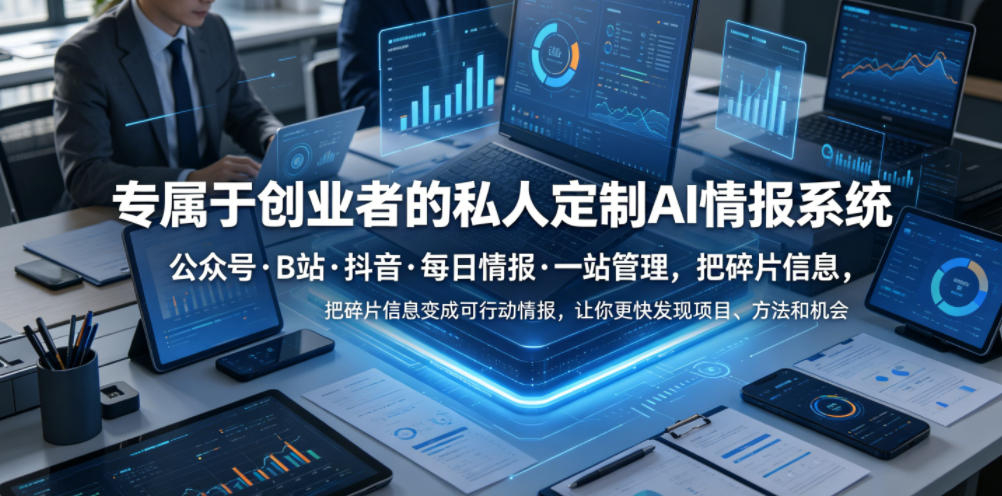 专属于创业者的私人定制AI情报系统，公众号·B站·抖音·每日情报·一站管理，把碎片信息变成可行动情报，让你更快发现项目、方法和机会-项目资源网