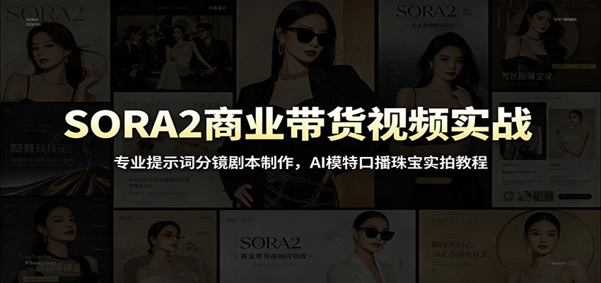 SORA2商业带货视频实战：专业提示词分镜剧本制作，AI模特口播珠宝实拍教程-项目资源网