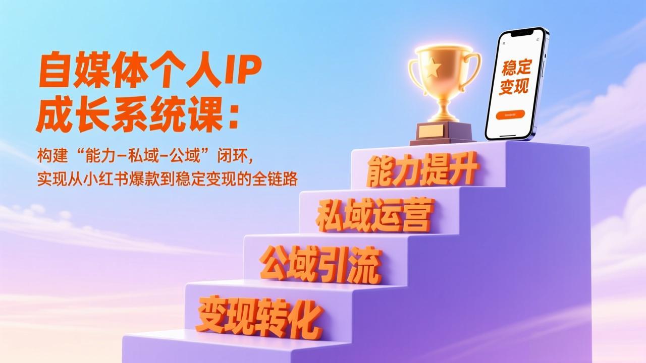 自媒体个人IP成长系统课:构建“能力-私域-公域”闭环,实现从小红书爆款到稳定变现的全链路-项目资源网