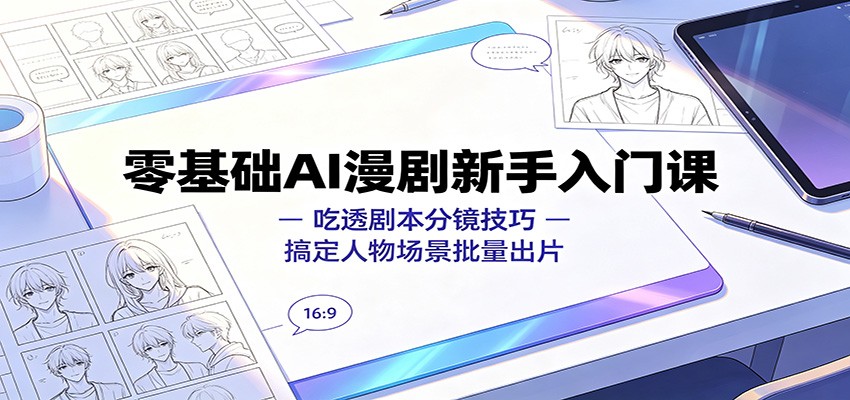 零基础AI漫剧新手入门课：吃透剧本分镜技巧，搞定人物场景批量出片-项目资源网