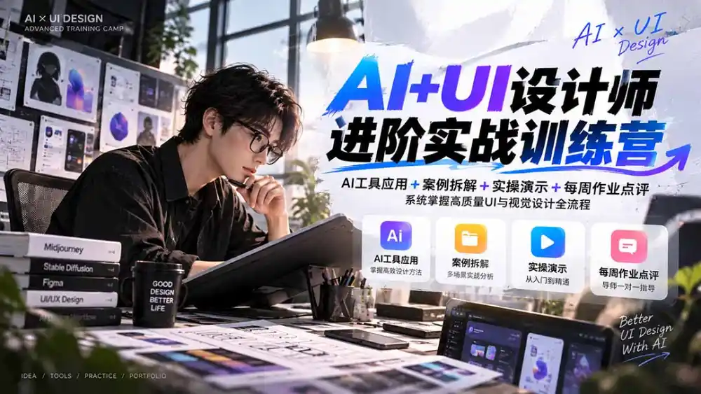 【无水印】AI+UI设计师进阶训练营-第4期：AI工具应用+案例拆解+实操演示+作业点评，掌握高质量UI与视觉设计全流程-项目资源网