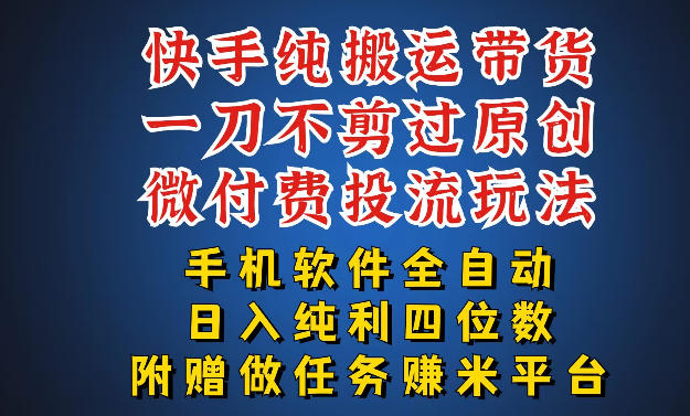 最新黑科技快手搬运带货方法，手机就能操作，轻松带你日入四位数【揭秘】-项目资源网