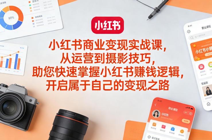 小红书商业变现实战课，从运营到摄影技巧，助您快速掌握小红书賺钱逻辑，开启属于自己的变现之路-项目资源网