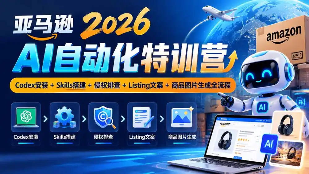 亚马逊2026AI自动化-10月特训营:Codex安装+Skills搭建+侵权排查+Listing文案+商品图片生成全流程-项目资源网