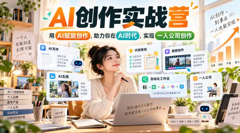 AI创作实战营，用AI赋能创作，助力你在AI时代，实现一人公司创作-项目资源网