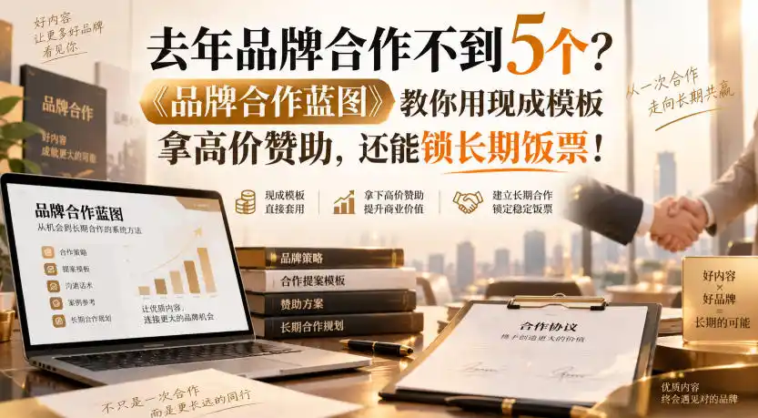 去年品牌合作不到5个？《品牌合作蓝图》教你用现成模板拿高价赞助，还能锁长期饭票！【原创双语字幕】-项目资源网