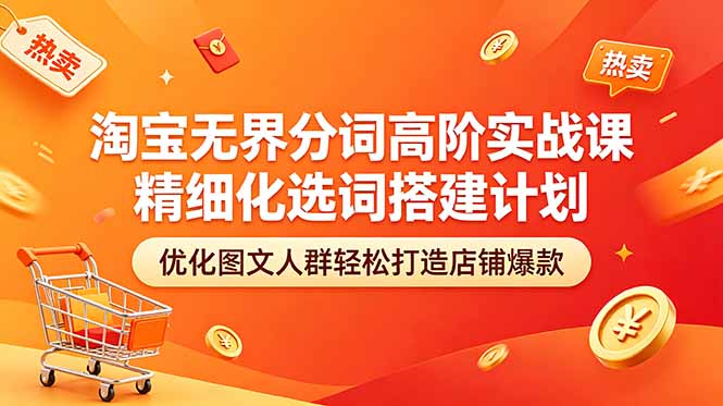 淘宝无界分词高阶实战课 精细化选词搭建计划 优化图文人群轻松打造店铺爆款-项目资源网