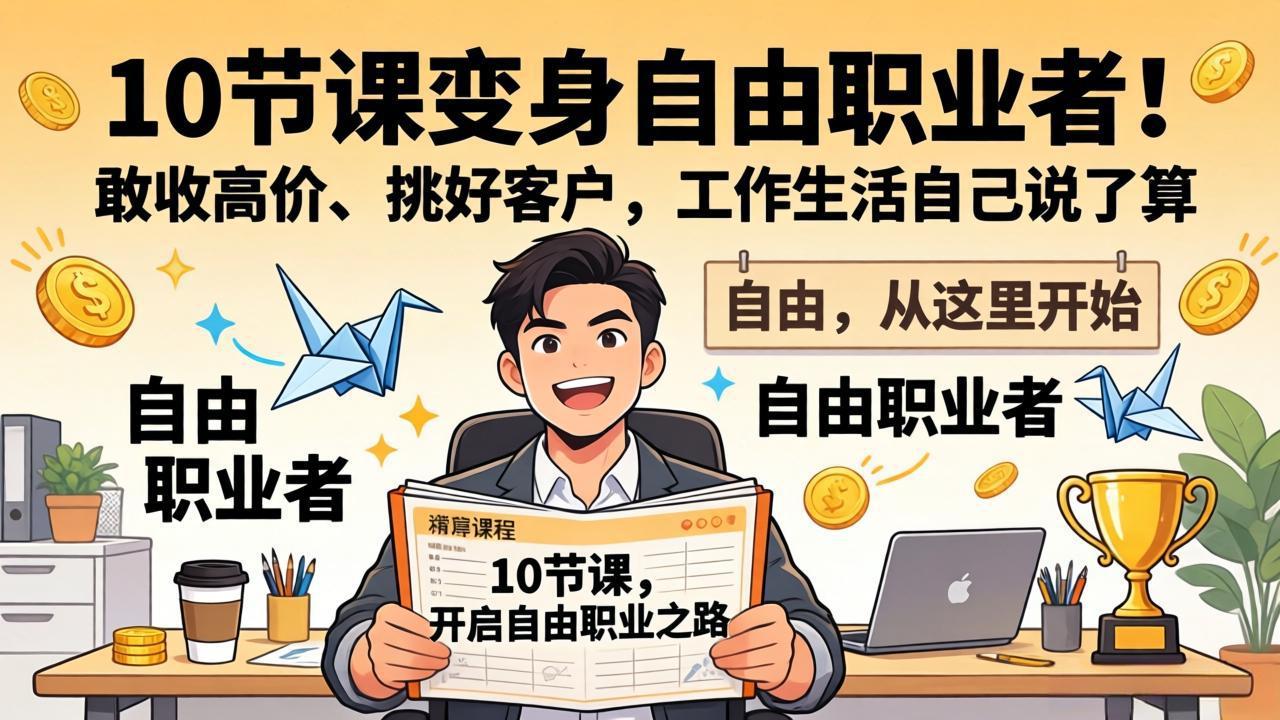 10 节课变身自由职业者！敢收高价、挑好客户，工作生活自己说了算-项目资源网