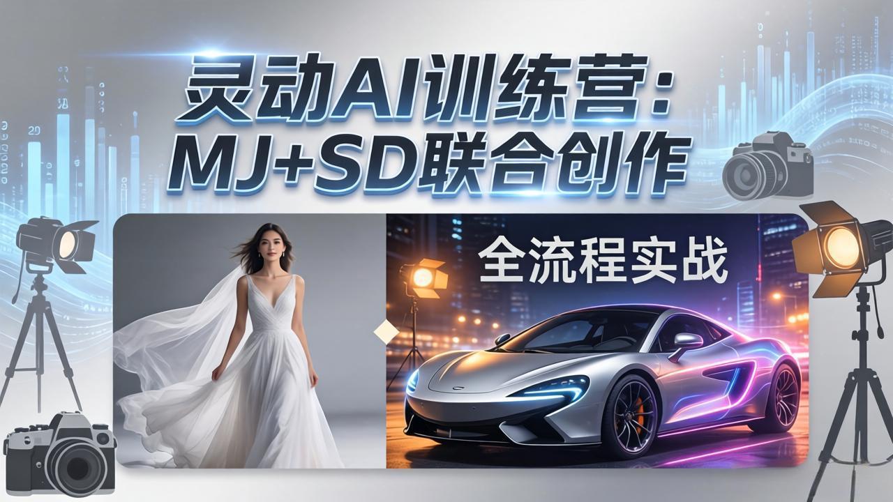 灵动AI训练营-3.0课程：MJ+SD联合创作，从婚纱大片到汽车广告，摄影后期全流程实战-项目资源网