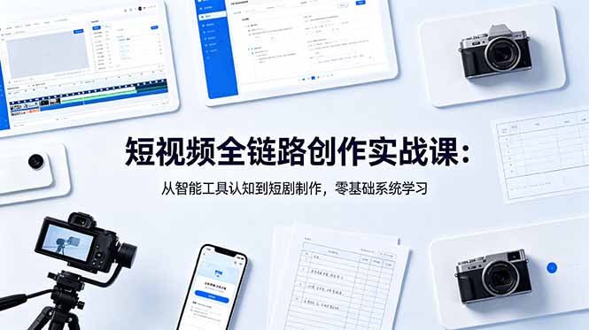 短视频全链路创作实战课：从智能工具认知到短剧制作，零基础系统学习-项目资源网