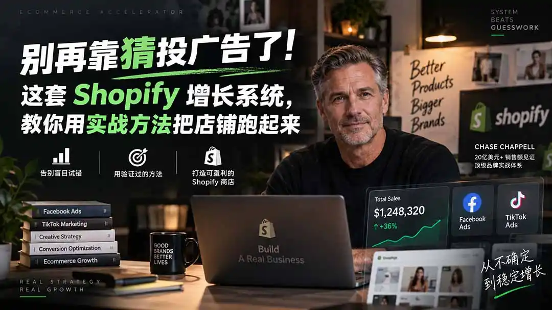 别再靠猜投广告了！这套 Shopify 增长系统，教你用实战方法把店铺跑起来【原创双语字幕】-项目资源网